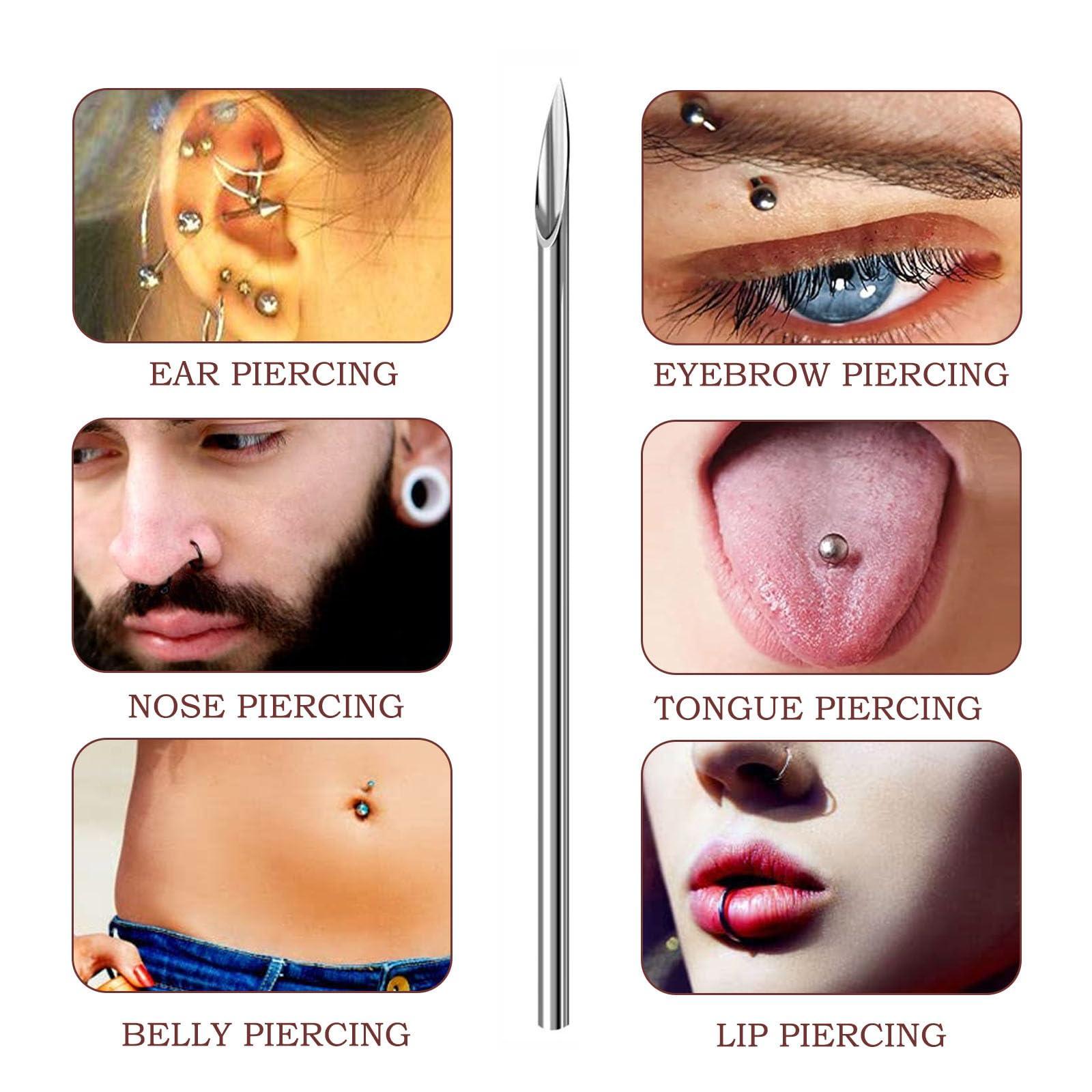 WOLAYI Piercing Needles,40PCS 13G Stainless Steel Sterile Disposable Surgical Steel Piercing Needles for Belly Navel Nipple Tongue Ear Piercing Needle(13G)