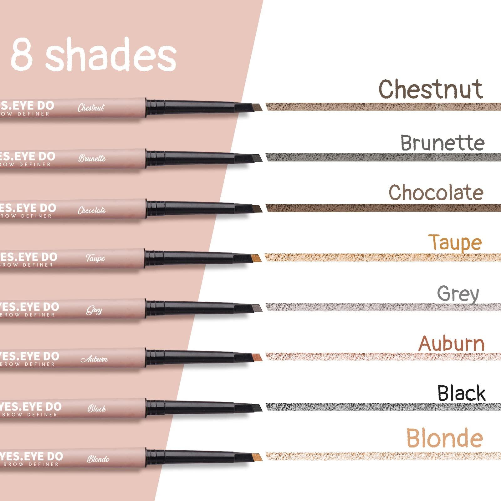 YES.EYE DO Grey Eyebrow Pencil for Older Women, Dual-Ended Gray Eyebrow Pencil for Grey Hair with Spoolie, Micro Triangle Tip Eye Brow Filler Pen for Natural Looking, Hair-Like Stroke, Gray, YES.EYE DO