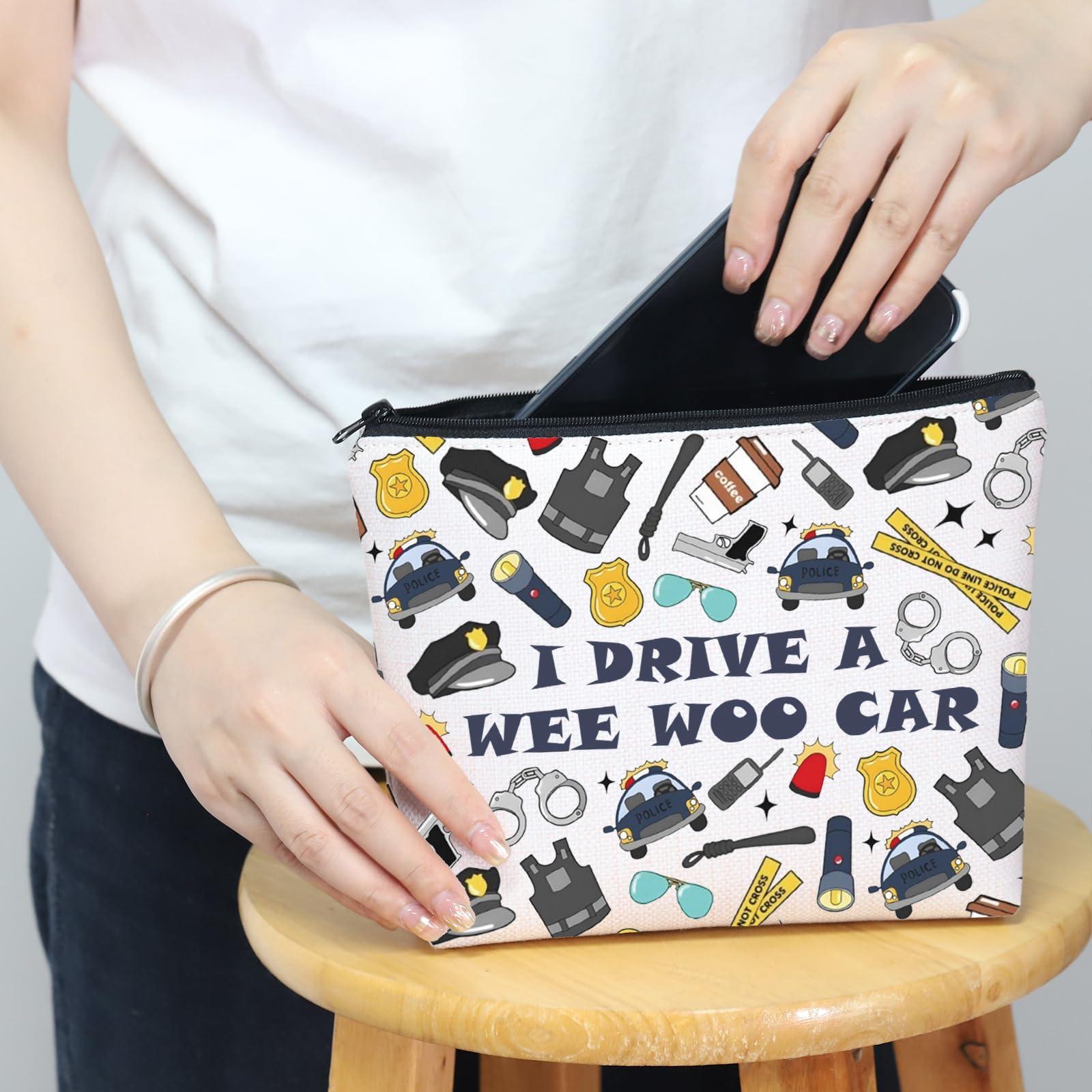 MNIGIU MNIGIU Funny Police Gift Cop Cosmetic Bag Police Officer Gift Police Grad Gift For Female (CAR Bag)