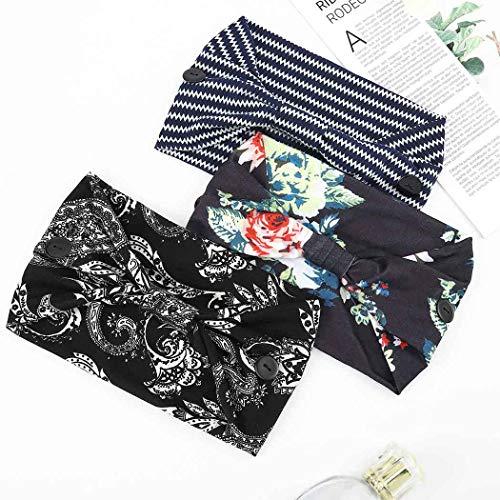Bohend Bohend Boho Button Headband Wide Stretchy Daily Use Knotted Headwear Sport Athletic Yoga Gym Hair Accessories for Women and Girls(3pcs) (B)