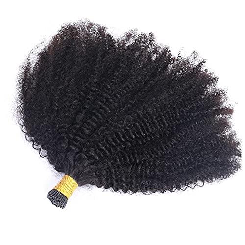 iVogue Hair Mongolian Afro Kinky Curly I Tip Hair Extensions 4B 4C I Tips Microlinks Virgin Hair Extensions For Black Women Kinky Bulk Hair (12inch)