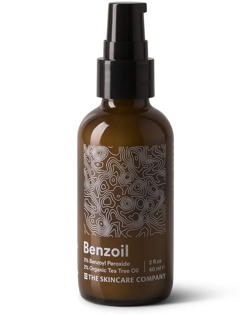 THE SKINCARE COMPANY Benzoil - 3% Benzoyl Peroxide & 2% Tea Tree Oil Rapid Acne & Spot Treatment Serum - 70% Organic, Preservative-Free, Normal & Cystic Acne - 2 oz