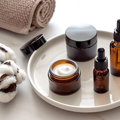 KOIBITO 1 Oz Frosted White Round Glass Jars with Gold Lid, Empty Glass Containers with Inner Liners, Refillable Cosmetic Vials for Cream, Lotion, Ointment (12 PCS)