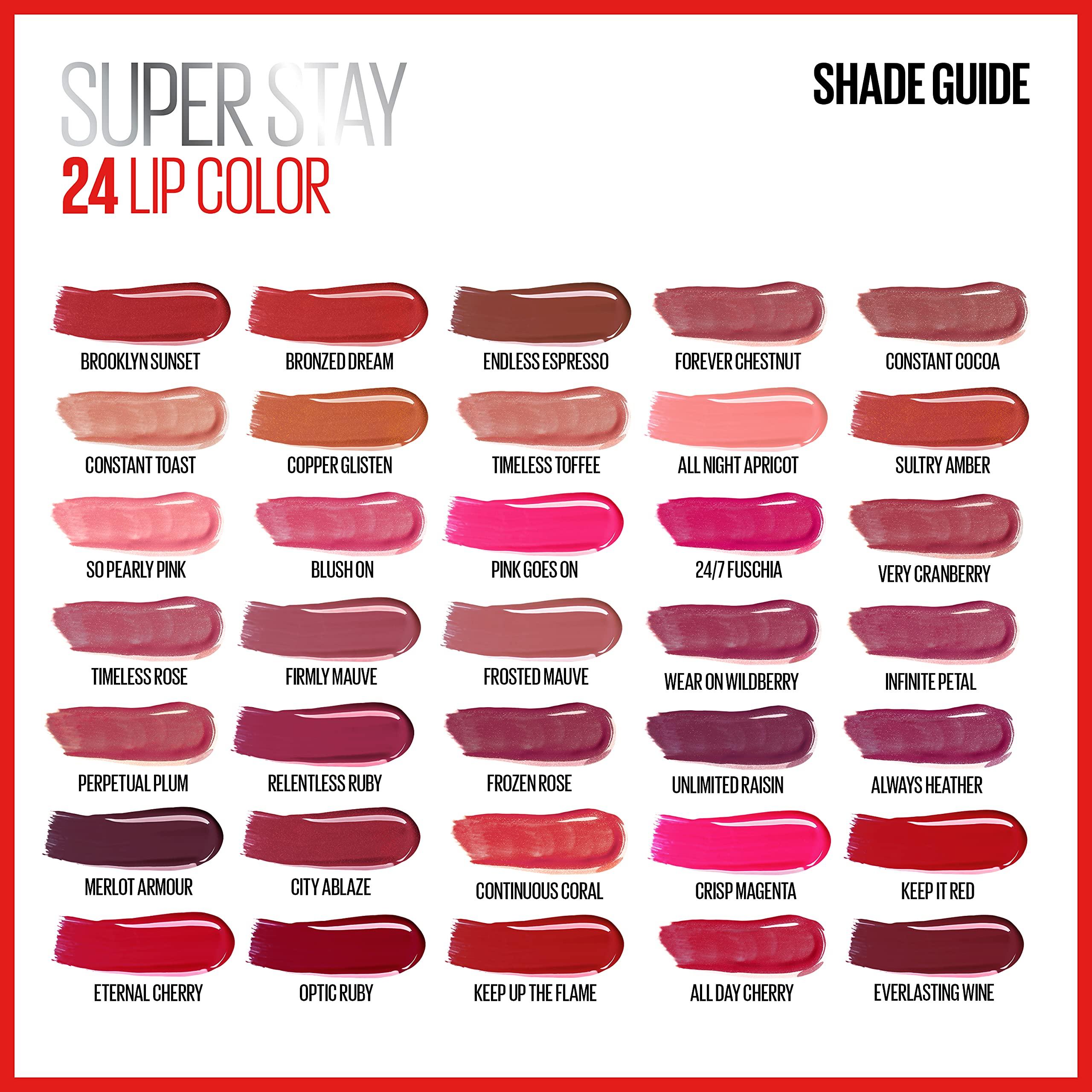Maybelline New York Maybelline Super Stay 24, 2-Step Liquid Lipstick Makeup, Long Lasting Highly Pigmented Color with Moisturizing Balm, Optic Ruby, Ruby Red, 1 Count
