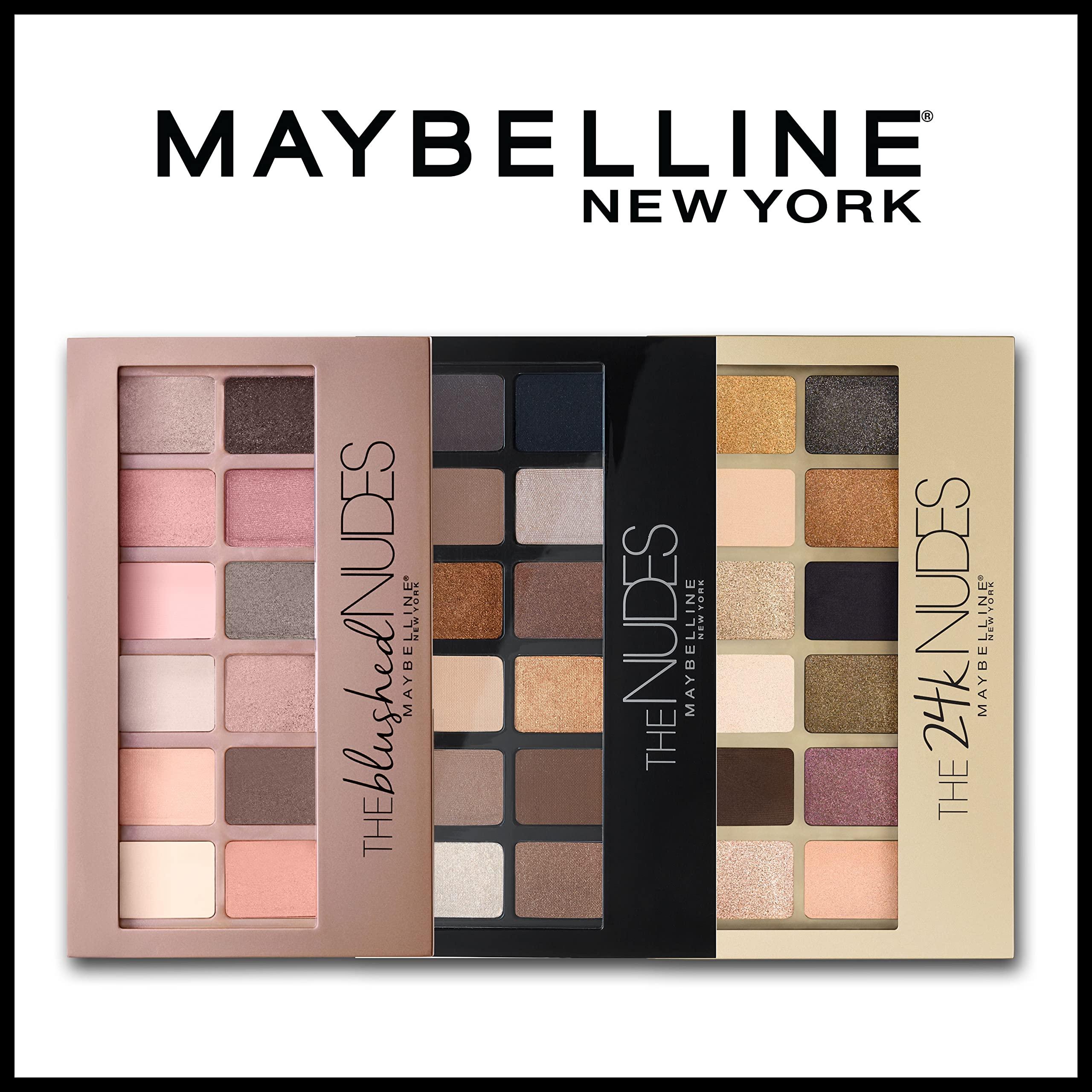 Maybelline New York Maybelline The 24K Nudes Gold Eyeshadow Palette Makeup, 12 Pigmented Matte & Shimmer Shades, Blendable Powder, 1 Count
