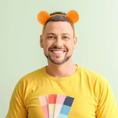 DaliDali DaliDali Yellow Bear Ears Headband Adult, Bear Costume for Halloween Festival Cosplay Party, Bear Headband Hairband for Makeup Face Washing, Bear Ear Headband (1 Count,Yellow)