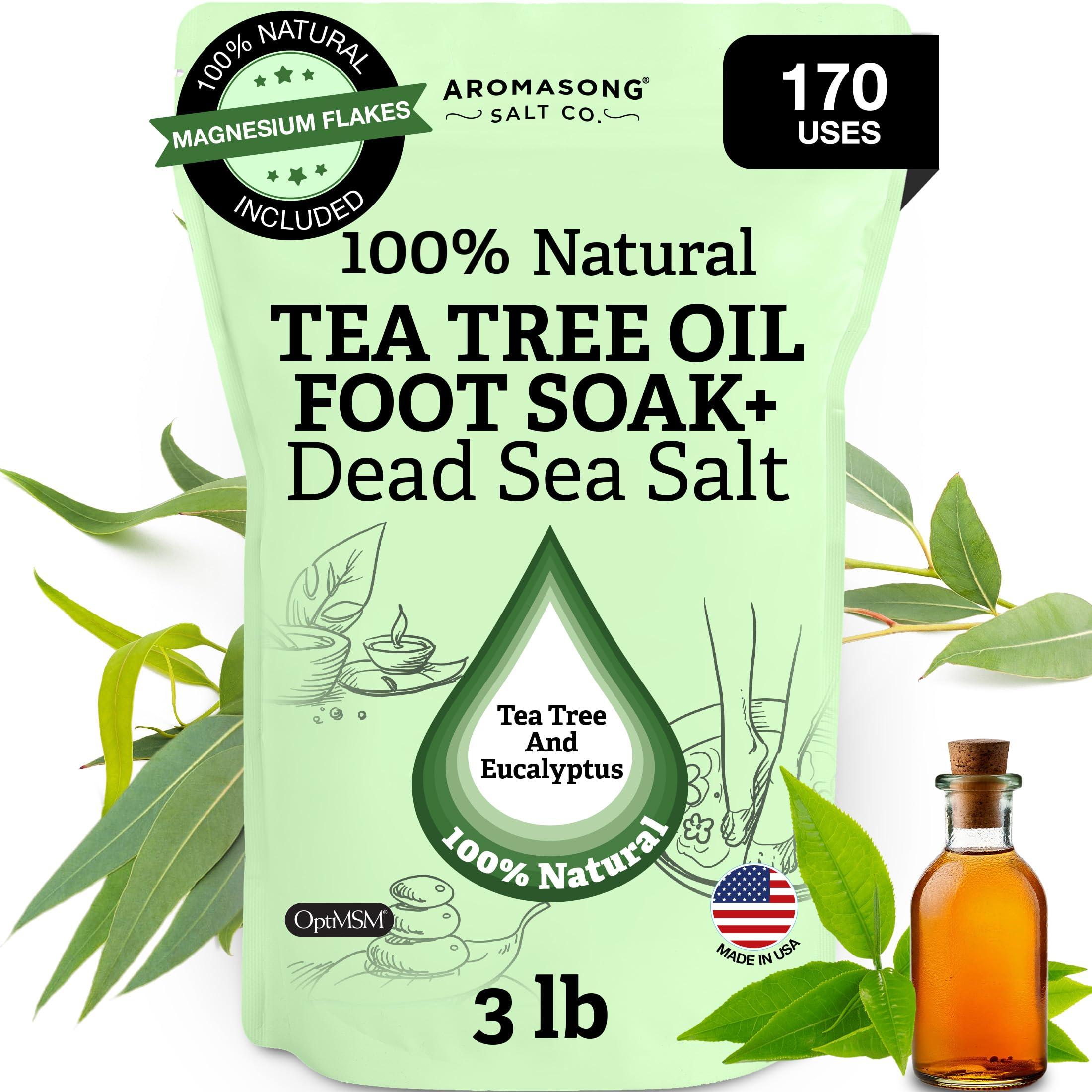 Aromasong Aromasong Tea Tree Foot Soak with Dead Sea Foot Soaking Salts - Pedicure Foot Soak for Dry Cracked Feet - Athlete\'s Foot Soak Callus Remover Soothes Sore Feet - Eliminates Odor - Made In USA