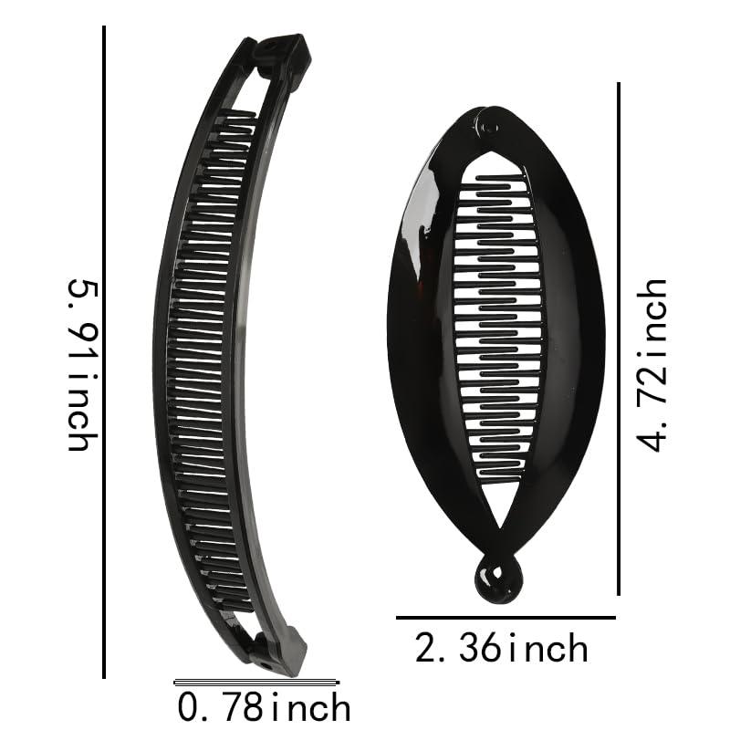 YALLNASL Hair Accessories: Banana Clips for Thick Curly Hair, Fishtail No-Slip Hair Combs, Barrettes for Women - 4 Pcs