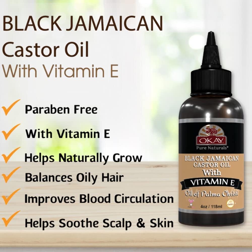 Okay OKAY BLACK JAMAICAN CASTOR OIL with VITAMIN E and PANTHENOL 4oz / 118ml