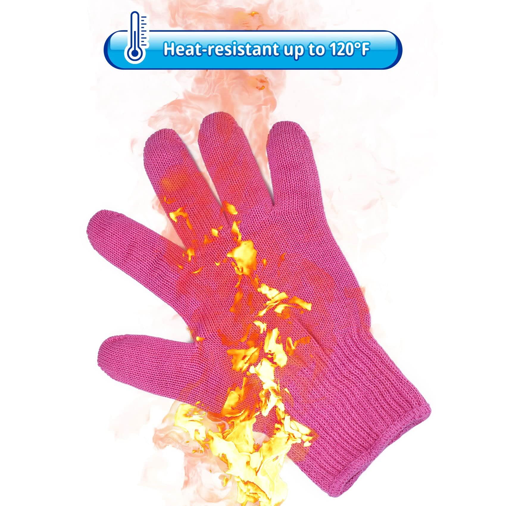 FOHOLA FOHOLA 1 Pc Professional Heat Resistant Gloves for Hair Styling, Heat Proof Gloves, Heat Protection Gloves for Curling Wand (Pink) (1, M)