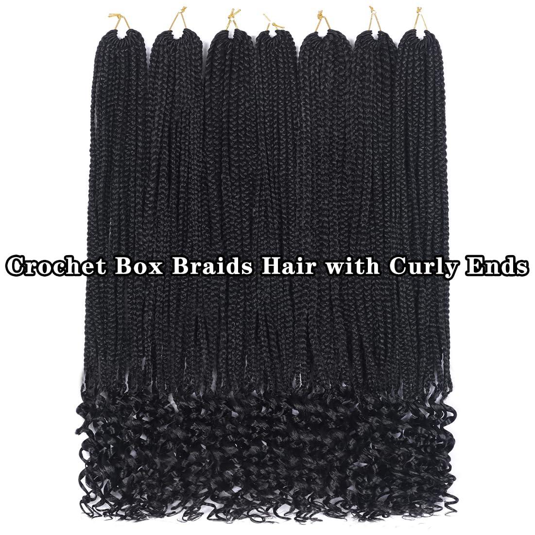 DDvation 24 Inch Crochet Box Braids Hair with Curly Ends Pre looped Goddess Box Braids Crochet Hair Box Braids Braiding Hair Crochet Braids Hair for Women(24 inch,1B)