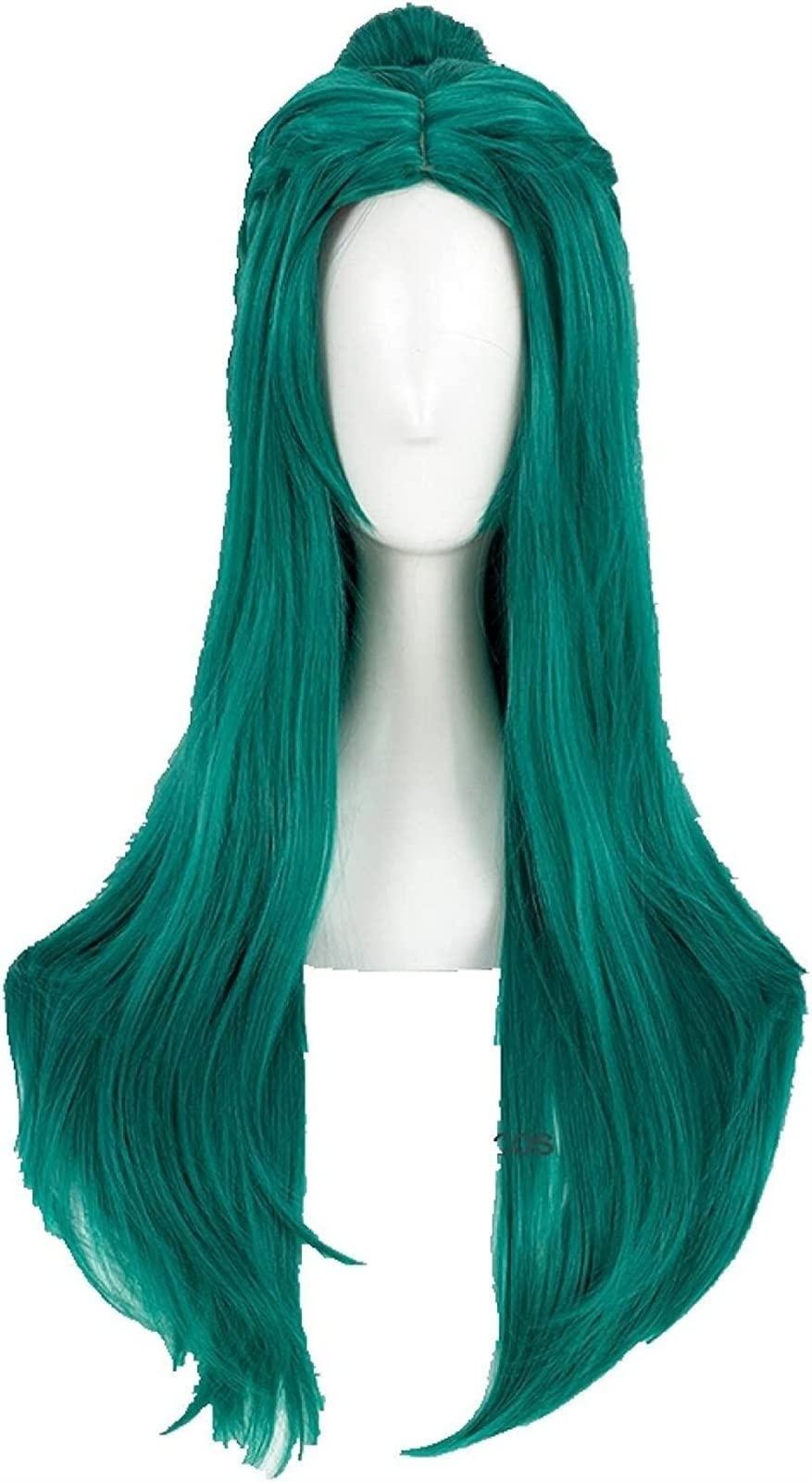 Koswiggle Koswiggle Tyrande Whisperwind Cosplay Wig Long Green Heat Resistant Synthetic Hair Wig + Wig Cap
