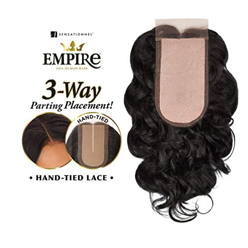 Sensationnel Sensationnel Empire humanhair lace closure - body wave 12 inch 3 way lacepart hand tied weaving closure (1 JETBLACK)