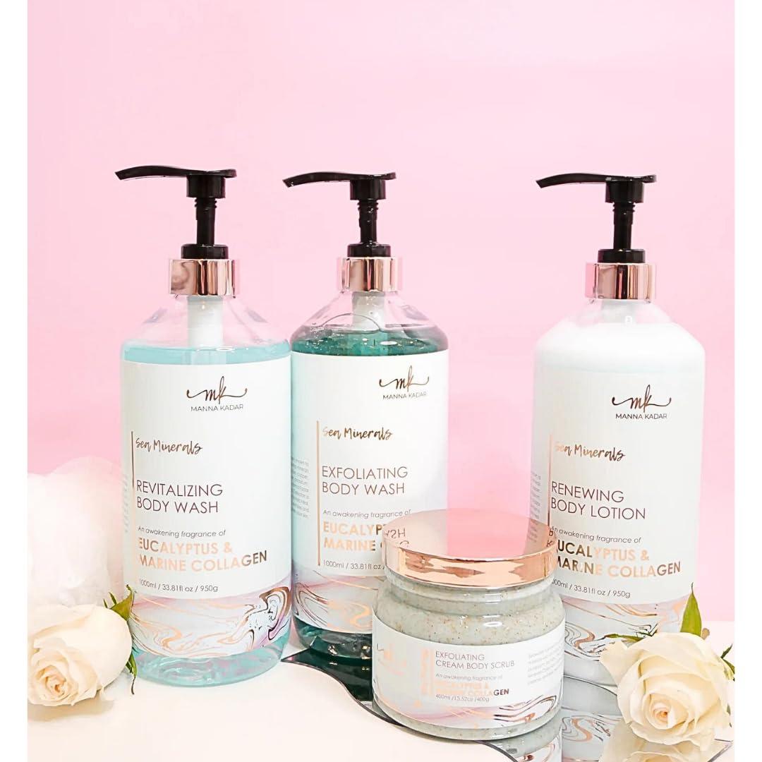 Manna Kadar Manna Kadar Beauty Dead Sea Minerals Renewing Body Lotion, Eucalyptus & Marine Collagen - Creates Layer of Moisture, Skin Feels Smooth & Rejuvenated, Moisturizes, Non-Greasy, Soothes Dry Skin