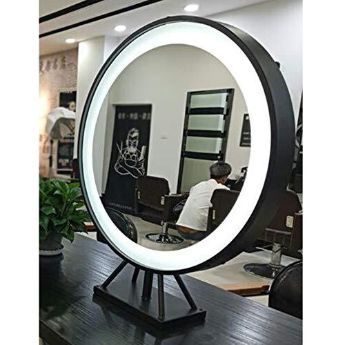 XM-MIRROR Double-Sided Tabletop Led Mirror, Hair Salon Dedicated Desktop Mirror, Beauty Salon Hair Salon Hot Dyed Double-Sided Mirror with Light Studio Makeup Mirror,Black,70cm