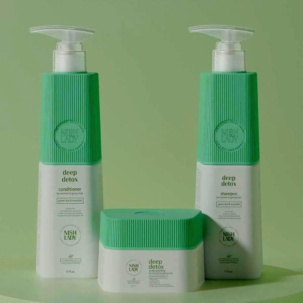 Nishlady Nishlady Deep Detox Clarifying Shampoo for Normal to Greasy Hair, 503 ml | Green Tea & Avocada Extracts (Conditioner)