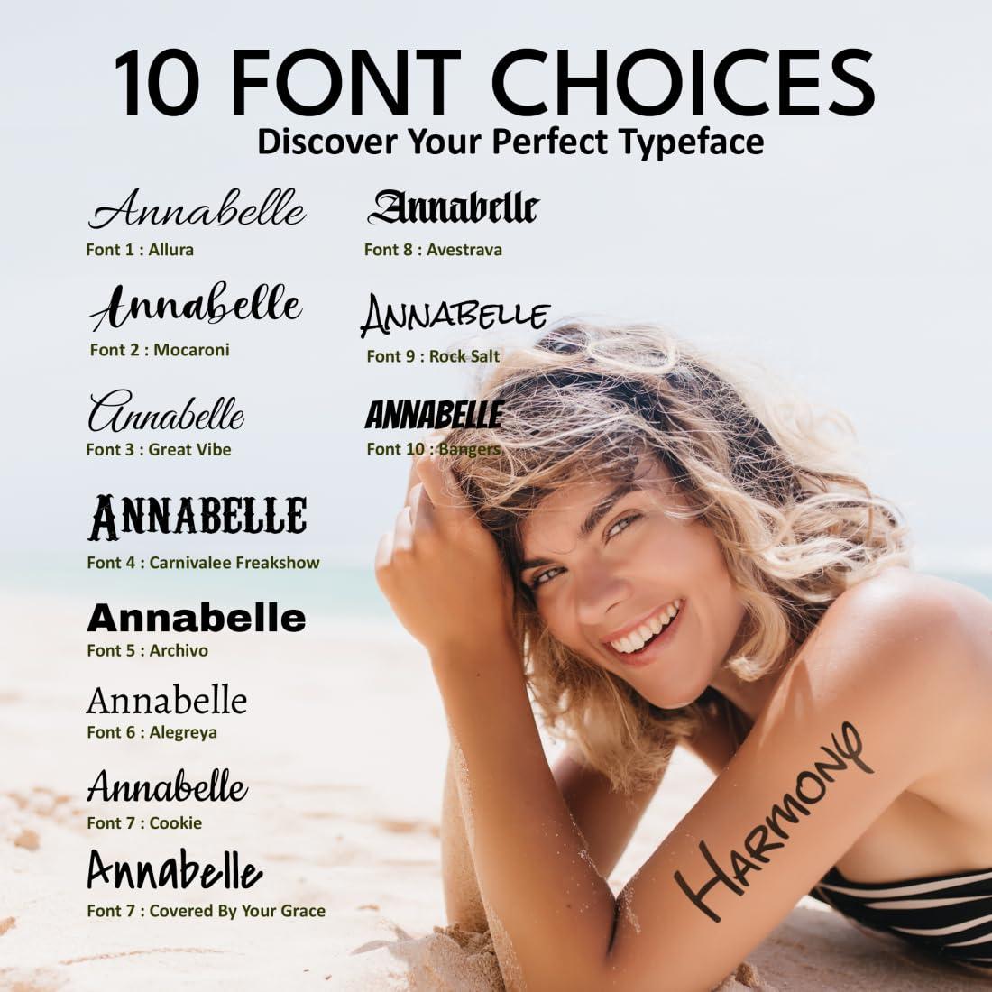 TESFANS TESFANS Custom Realistic Temporary Tattoos, Personalized Name Text Designs, DIY Create Your Own Fake Tattoos for Adults, Men & Women, Perfect for Gifting & Special Occasions