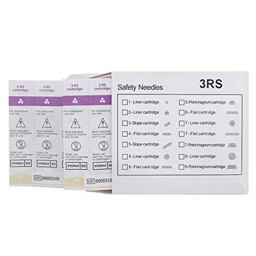 boermeize Tattoo Cartridge Needles 20Pcs RS Round Shader Sterilized Disposable Needles Permanent Makeup Eyebrow Lip Liner Beauty Tools (3RS)