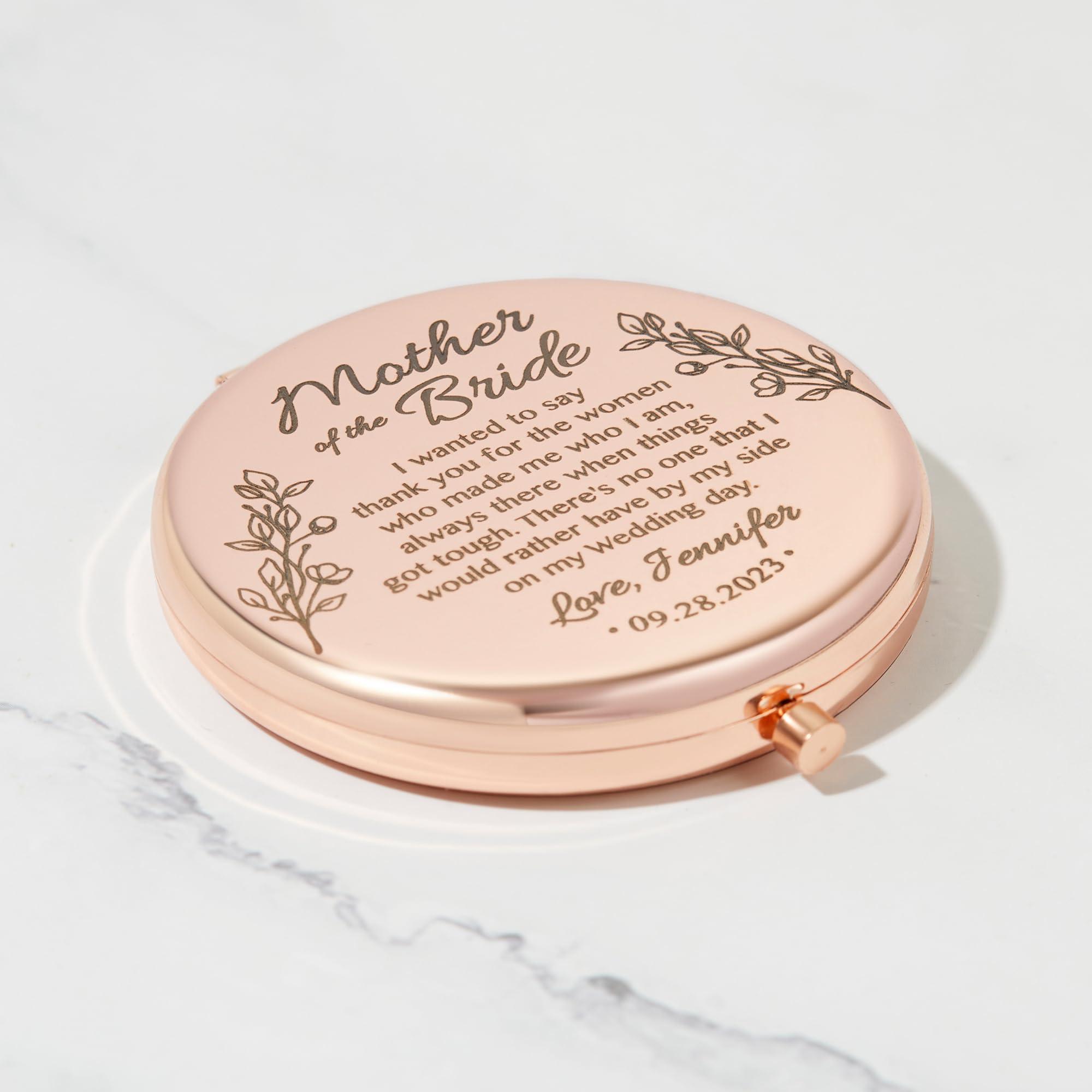 MINUTESTRY MINUTESTRY Mother of The Bride Pocket Mirror, Custom Compact Mirror for Mom on Wedding, Gift from Bride, Mom Wedding Gift, Wedding Jewelry