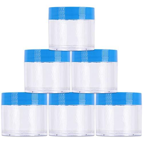 BEAUTI Beauticom 648pcs 30G/30ML (1oz) Thick Wall Round Plastic Clear Container Jars BPA Free LEAK PROOF with Flat Top Lids (648 Pieces, BLUE)