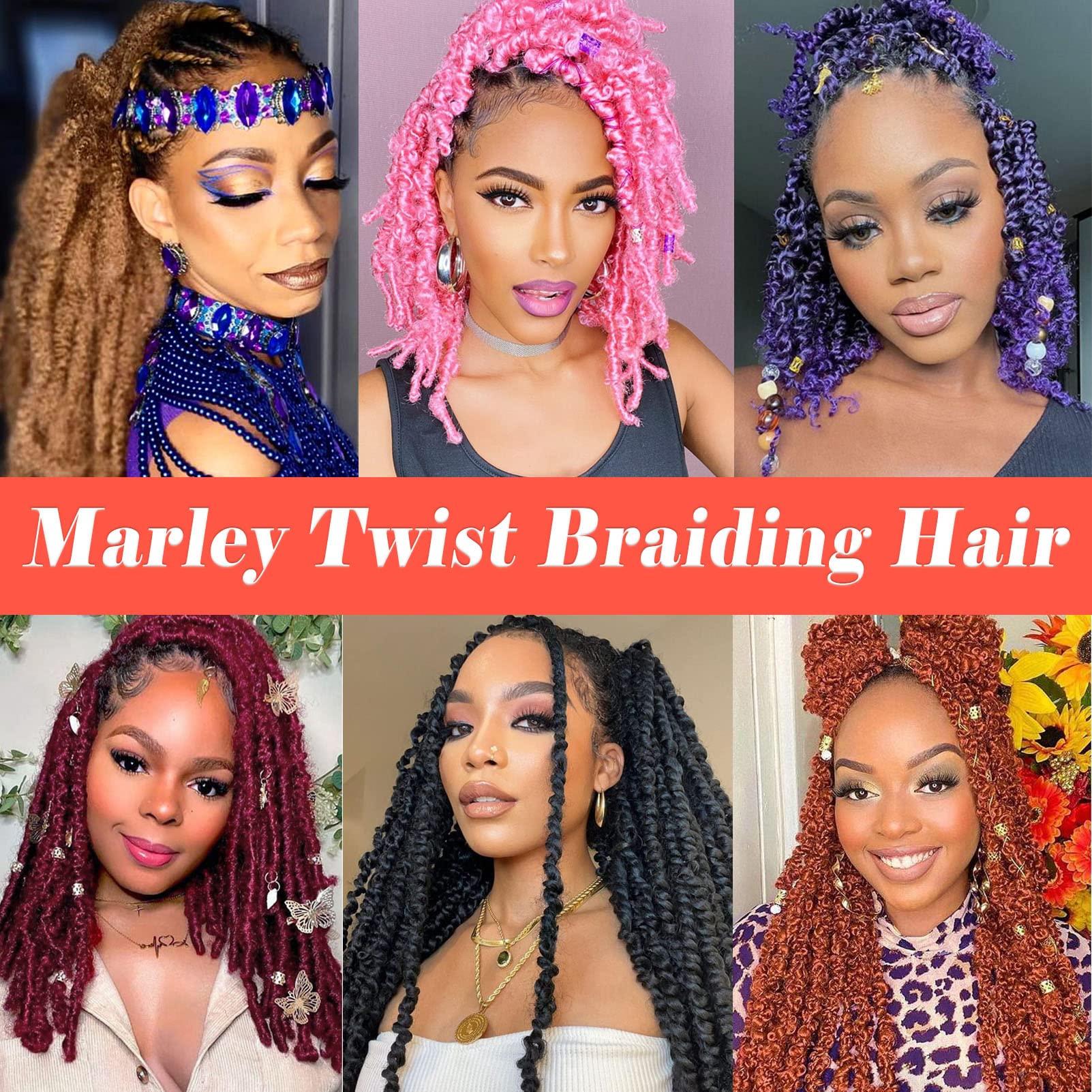 GOWIT Afro Twist Hair 24 Inch 7 Packs Cuban Twist Hair Pre Separated Marley Twist Braiding Hair for Faux Locs Synthetic Springy Afro Kinky Twist Hair Pre Fluffed Spring Twsit Hair Extensions(24\",1B)