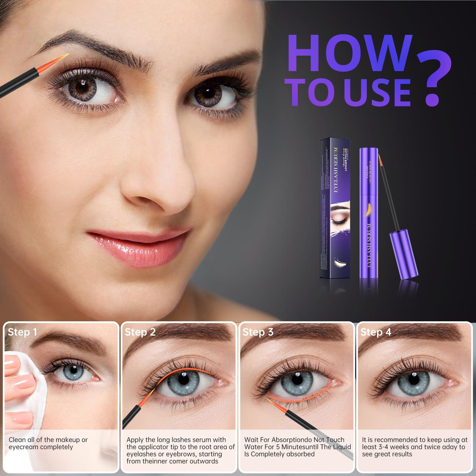 SIIEEC Lash Serum - 8ml Rapid Eyelash Growth Serum, Lash Serum for Eyelash Growth Thickness, Stronger, Healthier Lashes & Brows, Vegan & Cruelty-Free