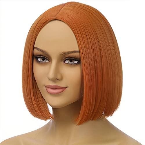 Ufindcos Ufindcos Dark Orange Wig Bob Wig Short Straight Hair Wigs Middle Part for Women Girls Synthetic Heat Resistant Halloween Costume Party Wig with Wig Cap