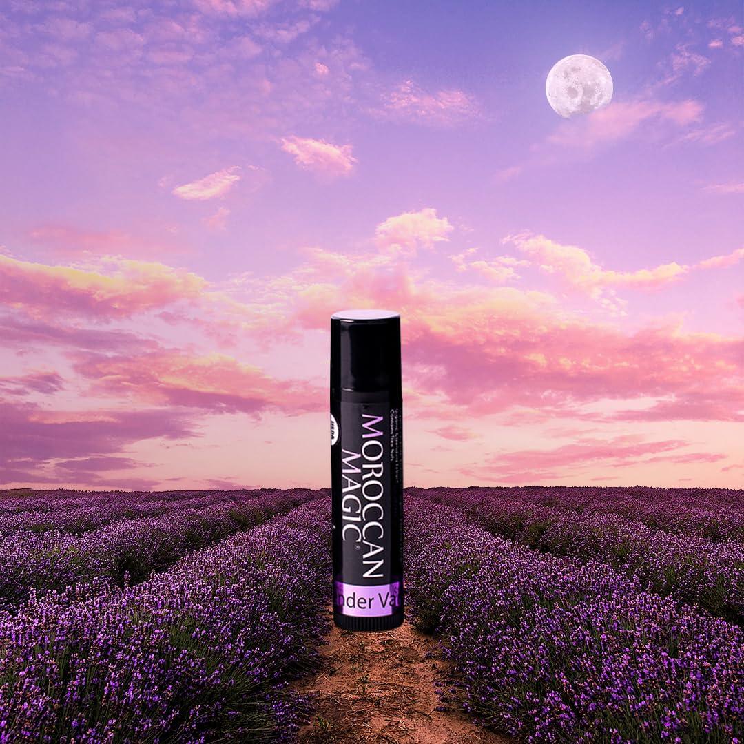 Moroccan Magic Moroccan Magic Organic Lavender Vanilla Lip Balm 3 Pack | Chapsticks for Dry Lips | Natural Argan & Essential Oils Lip Moisturizer + Vitamin E | Smooth, Hydrating, Non-Toxic | Organic Lip Balm Set