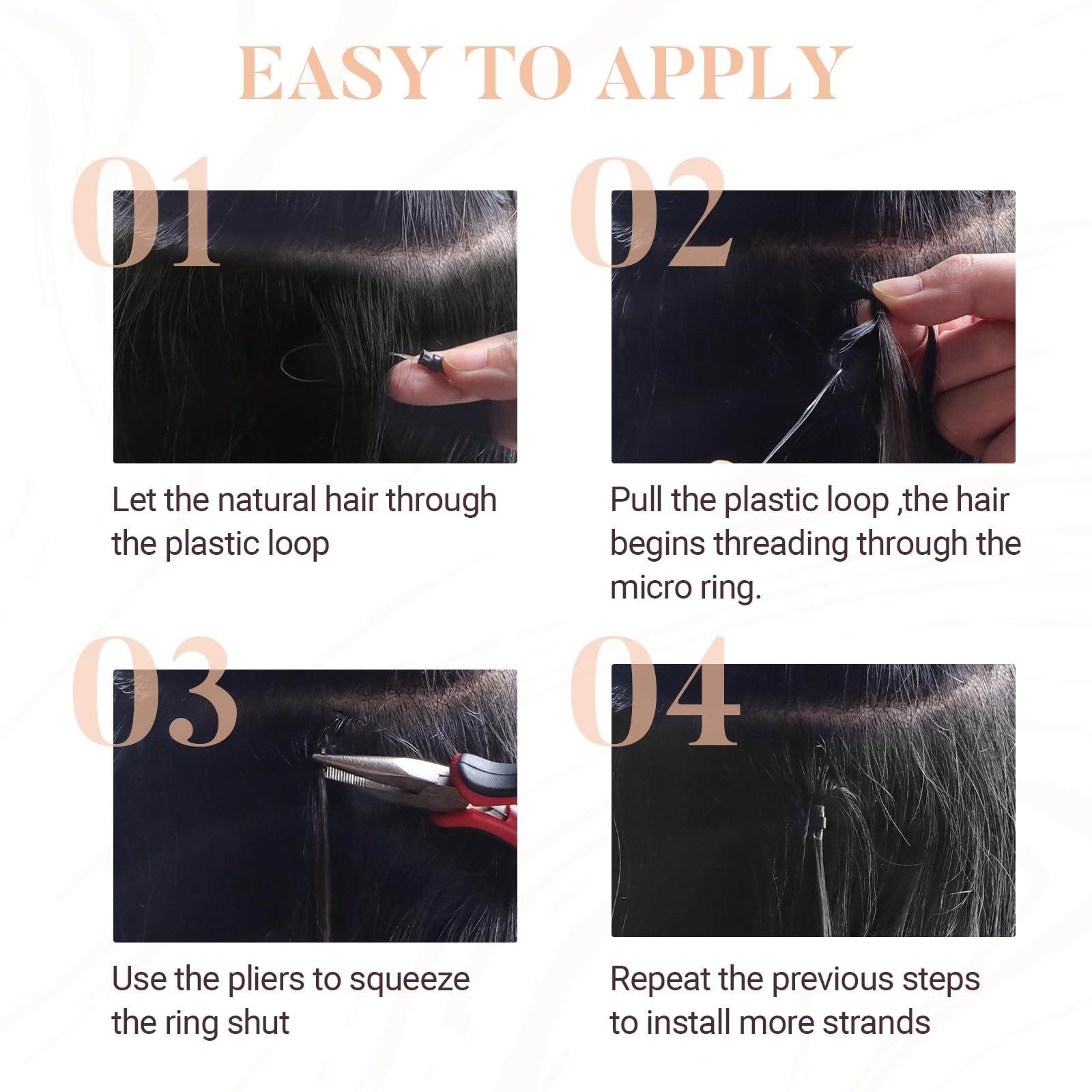 MAXITA MAXITA Microlink Hair Extensions Human Hair, Micro Bead Hair Extensions Virgin Human Hair, 50g/50 Strands/Pack,