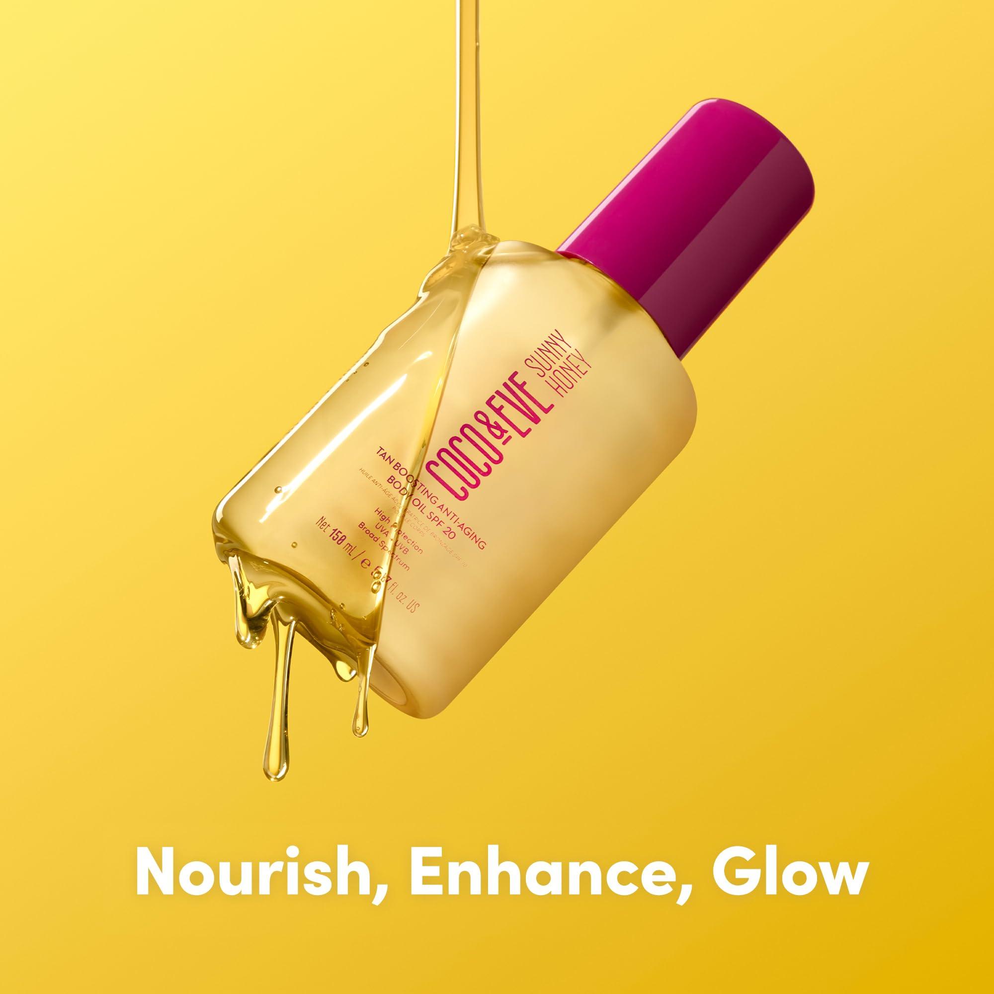 Coco & Eve Coco & Eve Tan Boosting Anti-Aging Body Oil SPF20 - Tanning Accelerator Spray, UVA UVB Sun Protection | Moisturizing Outdoor Bronzing Enhancer with Natural Ingredients, Antioxidants (5.07 Fl Oz)