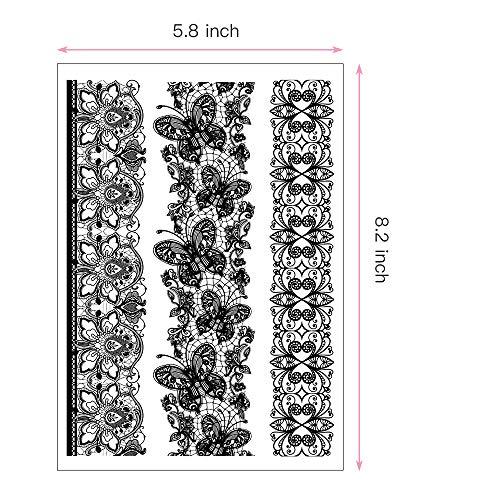 AWLEE Henna Temporary Tattoo Stickers for Women Black Lace Indian Mehndi Wedding Sexy Body Waterproof for Maverick Women Teens Girls (8 Sheets Black)