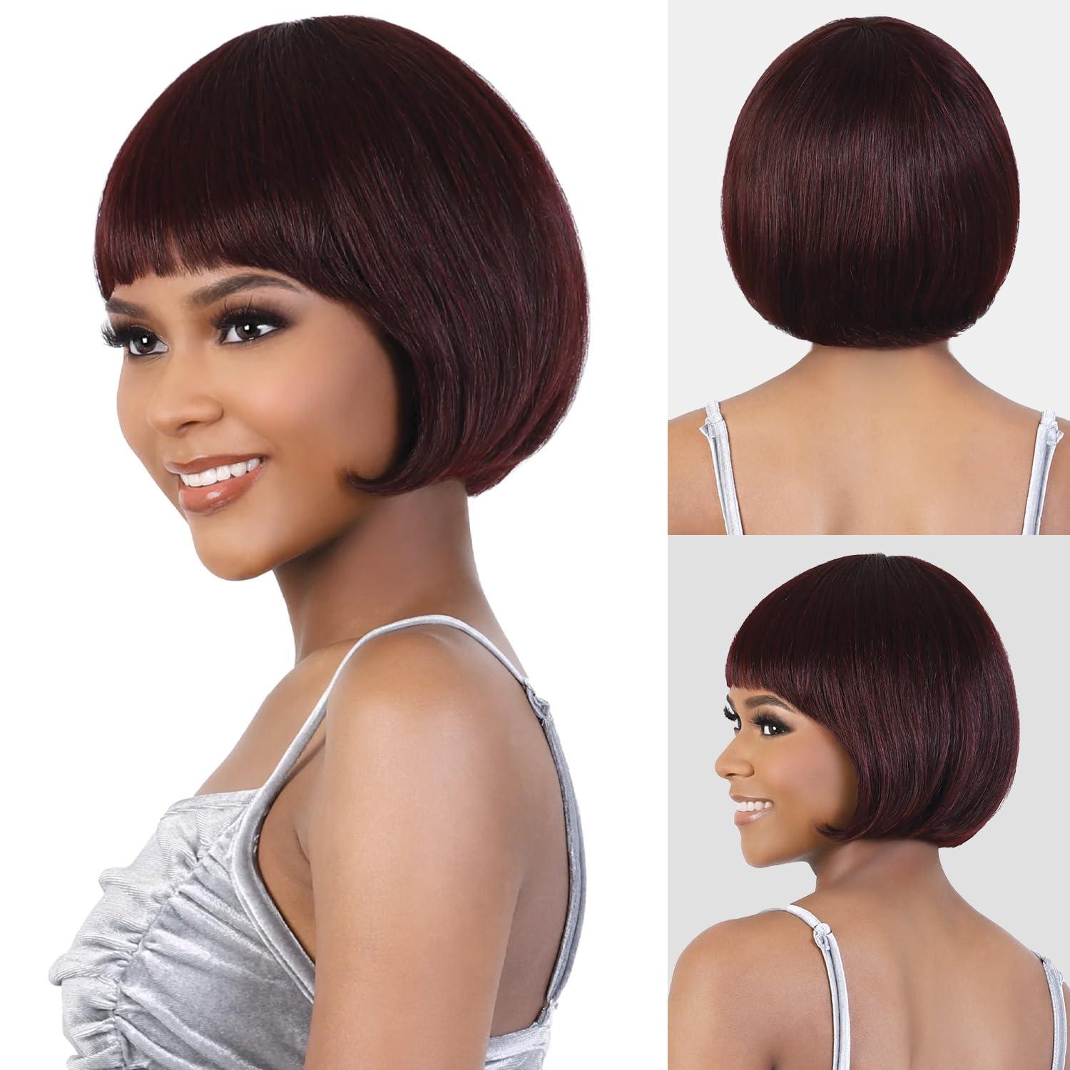 Motown Tress Motown Tress Human Hair Wig Silver Gray Hair Collection SH.Perri (DARK BROWN WITH MEDIUM AUBURN FROST F430)