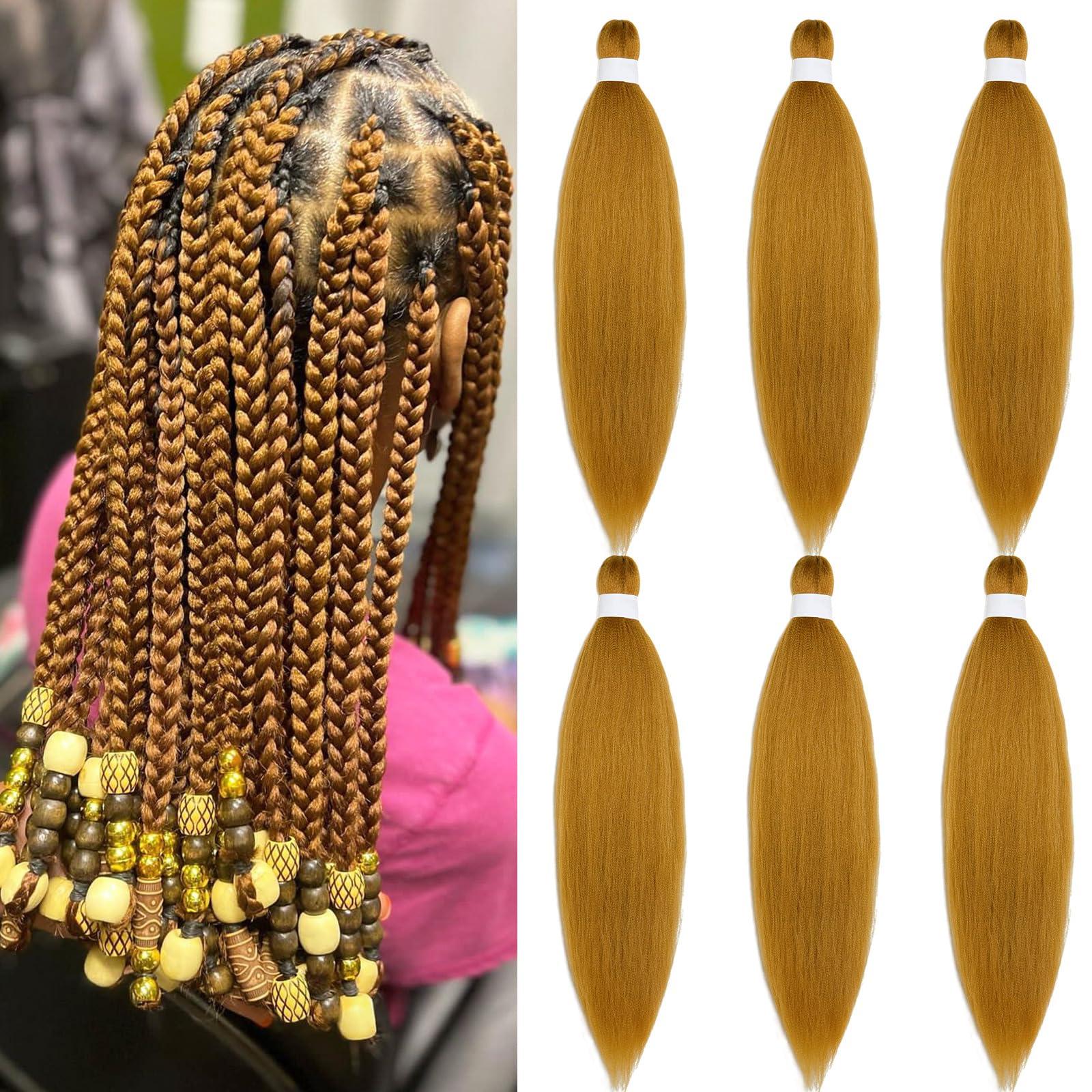 UPruyo UPruyo Color 27 Honey Blonde Braiding Hair 18 inch Pre Stretched Braiding Hair Extensions for Braids Short Braiding Hair Pre Stretched Synthetic Yaki Knotless Box Braiding Hair Blonde 27 6 packs