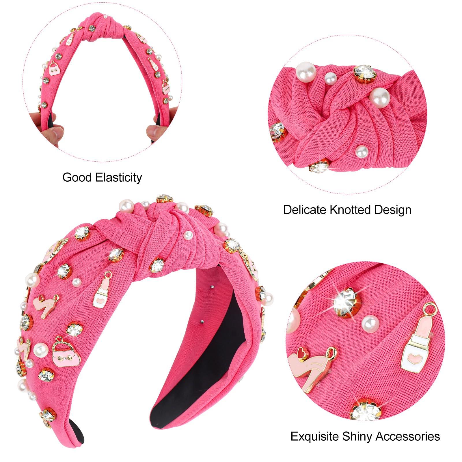 Casoty Casoty Hot Pink Knotted Headband for Women, Top Knot Headbands, Headband for Women, Head Bands for Women's Hair, Hair Accessories for Daily Wear
