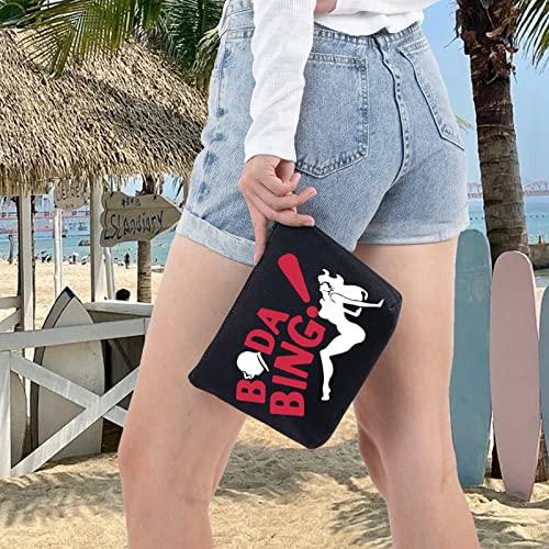 LEVLO LEVLO Sopranos TV Show Cosmetic Make Up Bag Tony and Carmela FansGift Bada Bing Sopranos Makeup Zipper Pouch Bag For Friend Family (Bada Bing Black)
