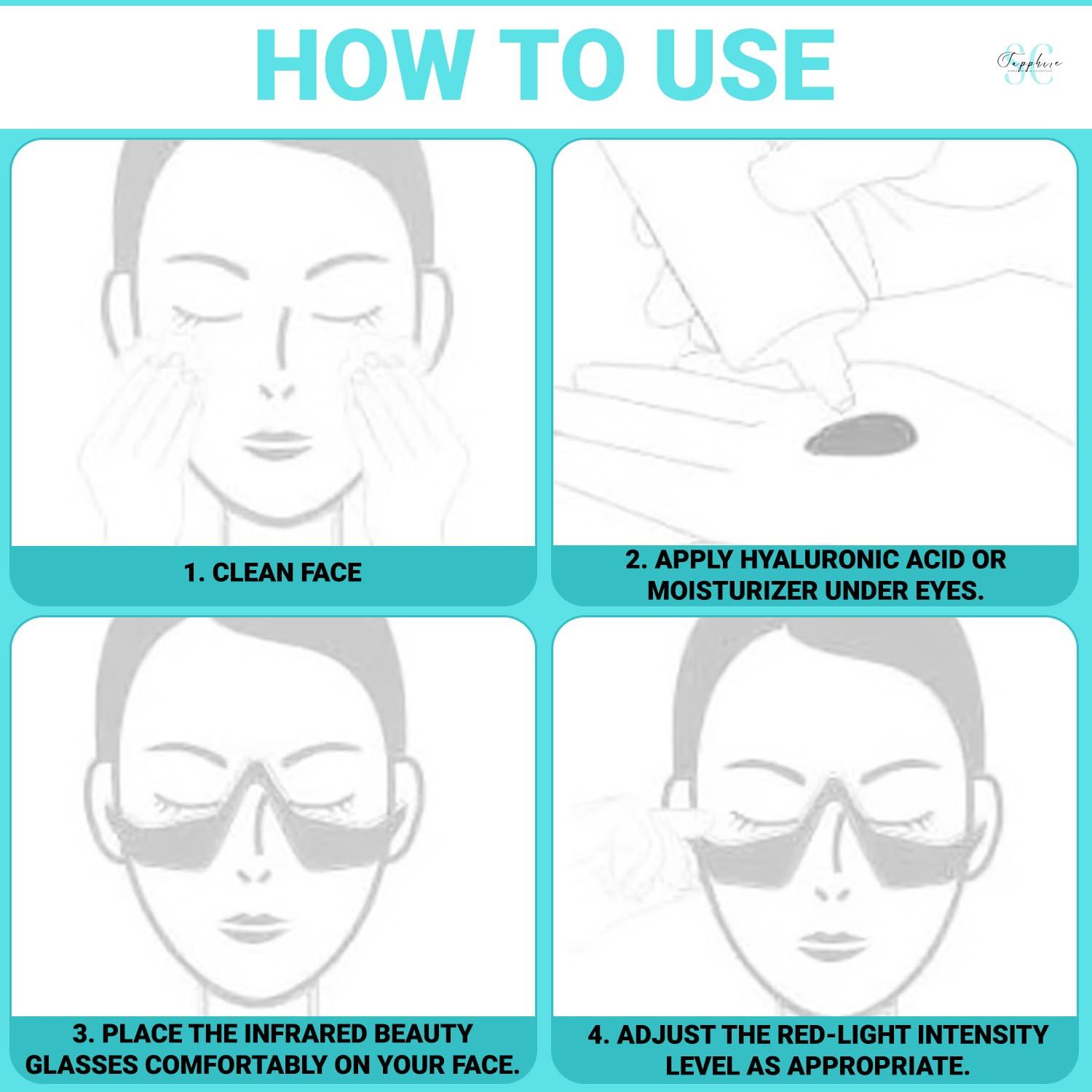 SC Sapphire Gorgeous Skin Collection Skin Care Red Light Therapy Glasses Specifically for Dark Circles and Under Eye Bags - Intense Microcurrent Eye Masks for Dark Circles and Puffiness - Anti Aging Brightening Glasses [1pair]