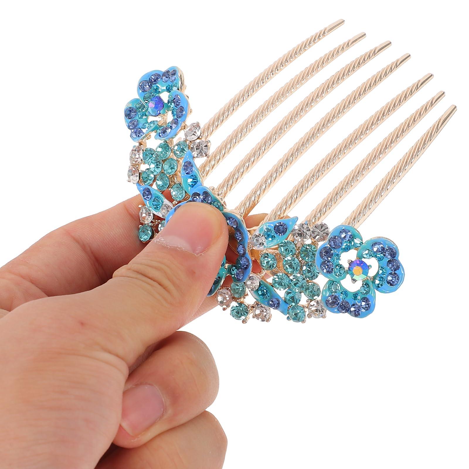 LUOZZY LUOZZY Bridal Hair Comb Rhinestone Side Hair Combs Wedding Hair Piece for Women Girls Wedding Party Hair Accessories - Blue