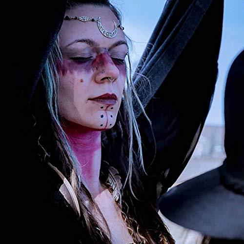 Bomine Bomine Boho Crescent Moon Head Chain Vintage Crystal Headpieces Hair Acessories for Women and Girls (Silver black crystal)