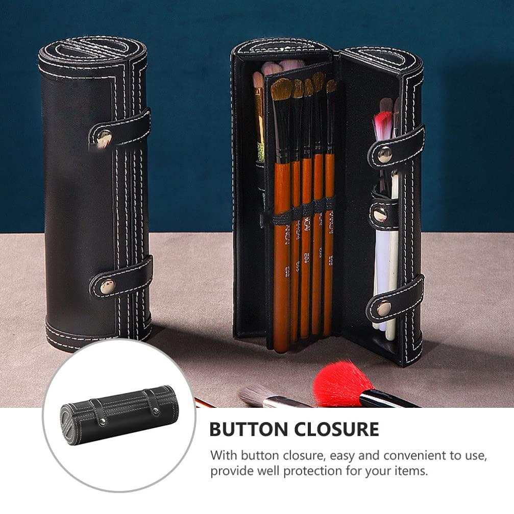 HEALLILY Makeup Storage Organizer Box Makeup Brush Rolling Case Makeup Brush Bag Holder Cosmetic Bag Organizer Travel Portable Cosmetics Case Black Travel Toiletry Bag