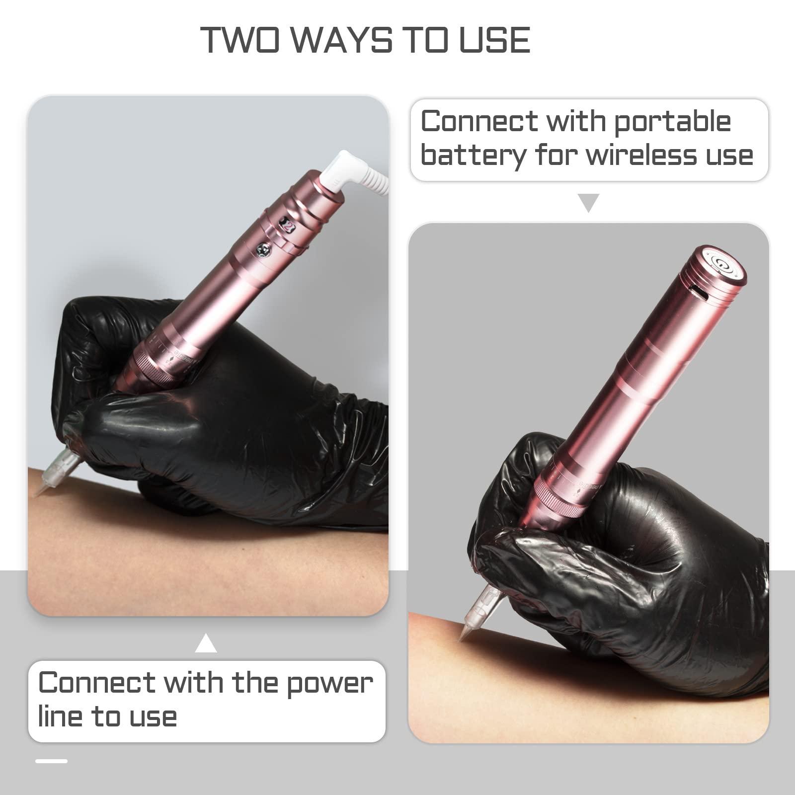 whalrace Whalrace PMU Machine, cordless Permanent Makeup Machine Kit with 10 PMU Needles & 1 Lithium Battery, Tattoo Machine Microblading Machine for Eyebrows, Lips, Eyeliners - Rose Gold