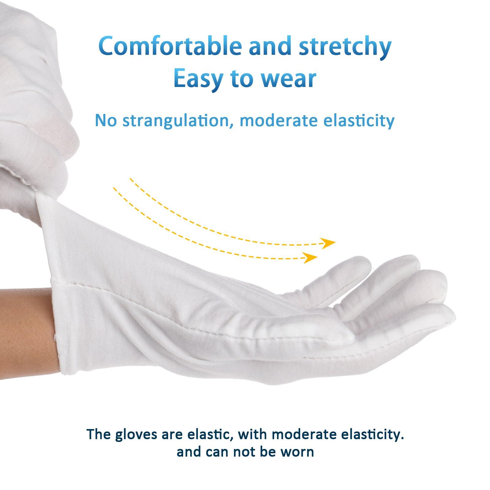 APLZGMG 7Pair White 100% Cotton Gloves for Eczema and Dry Hands - Moisturizing Gloves SPA Overnight - Breathable Sleeping Gloves