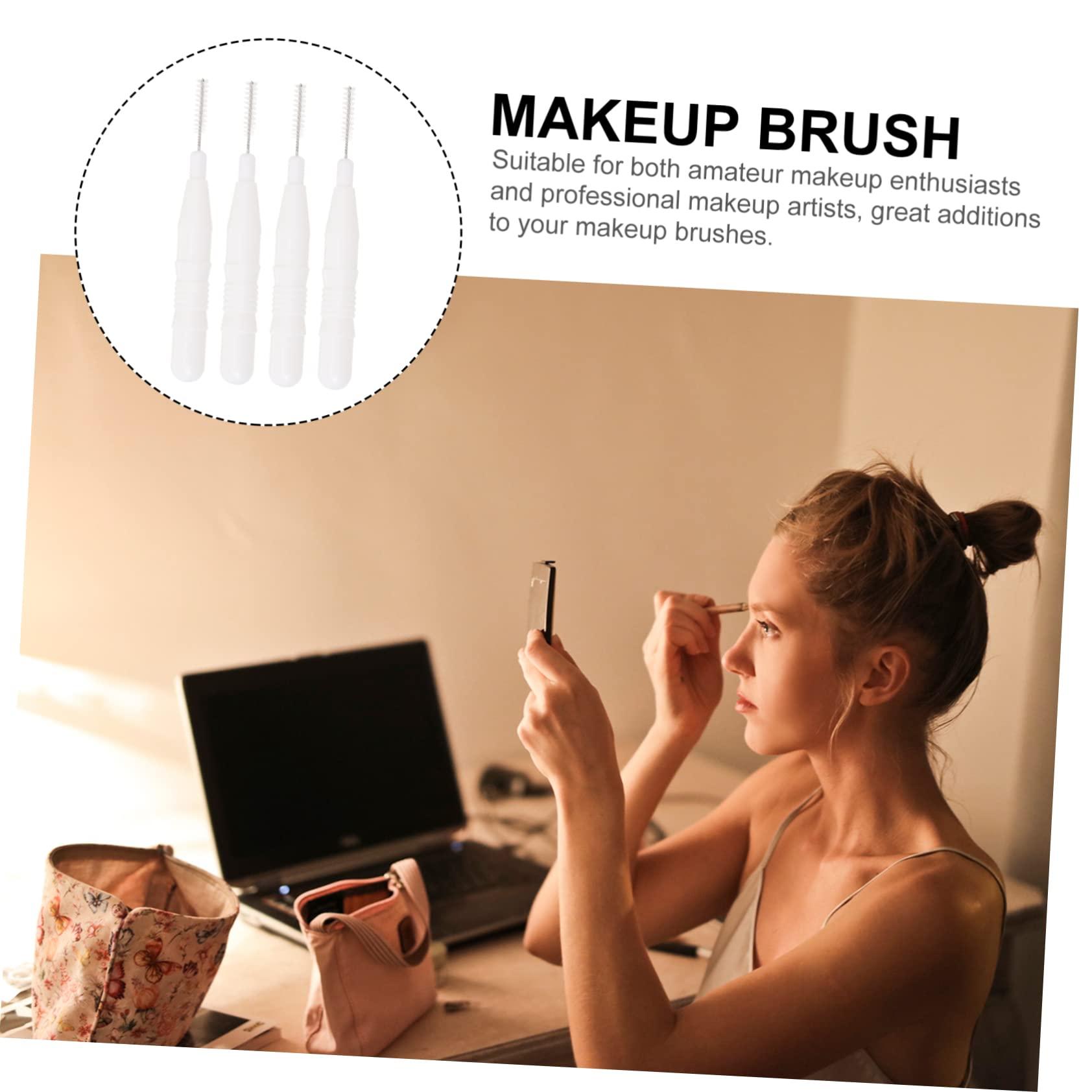 MERRYHAPY MERRYHAPY 20pcs Micro Eyebrow Brush with Cap Palette Eyelash Cosmetic Kit Eyebrows Tiny Eyebrow Comb Lashes Fluffy Wispy Mini Brow Brush Razor Glitter Mascara Mini Makeup Brush Pp White