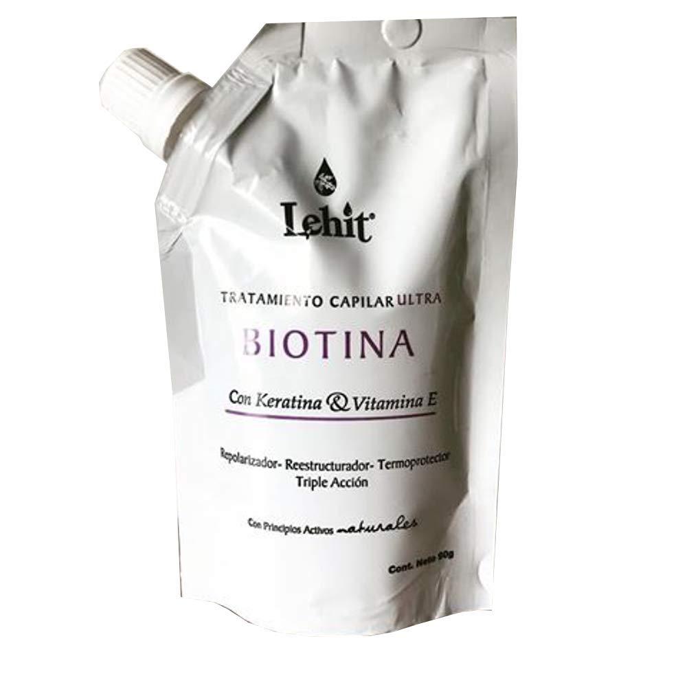 LEHIT Lehit Ultra Hair Treatment Biotina with Keratin & Vitamin E | Tratamiento Capilar Ultra Con Queratina y Vitamina E 3.1oz-90gr