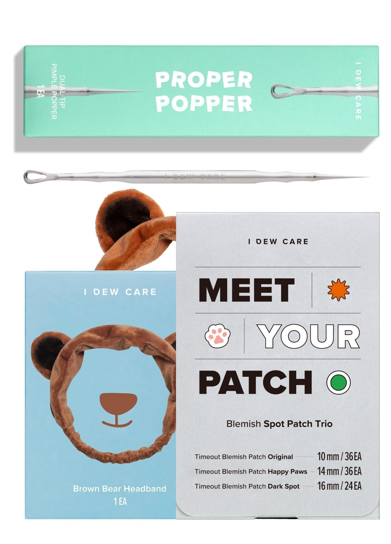 I DEW CARE I DEW CARE Facial Skin Care Set - Meet Your Patch & Proper Popper & Headband | Cute Pimple Patches, Treatment, Clear and Soothe Irritation