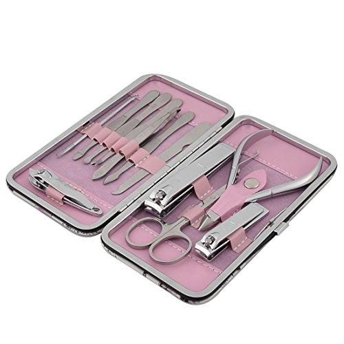 Generic Qtqgoitem Faux Leather Case Manicure Nail Clipper Cuticle Grooming Kit Set 12 in 1 White (Model: d9e 7e2 dc5 ae0 bc1)