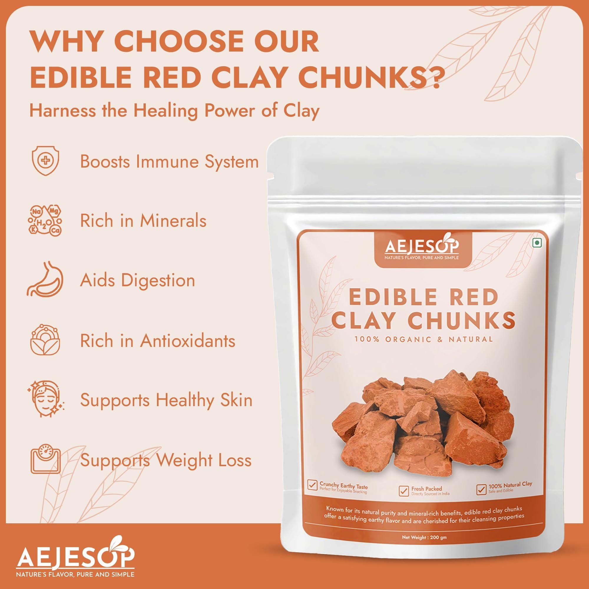 AEJESOP AEJESOP Red Clay, Edible Clay Chunks, Natural Clay, Organic Clay, Clay Mask, Natural Mud Mask - wt. 7 oz (200gm)