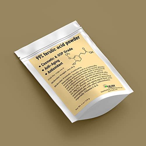 Talsen Chemicals Ferulic Acid Powder Pure 99% Pure Cosmetic Grade Powder Pure Natural Antioxidant, Anti-Aging, DIY Skincare (2 Oz / 56 Grams)