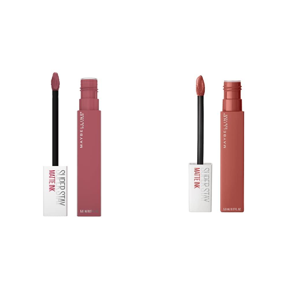 MAYBELLINE MAYBELLINE Super Stay Matte Ink Liquid Lipstick Makeup Long Lasting High Impact Color Up to 16H Wear Self-Starter Light Red and Ringleader Mauve Pink