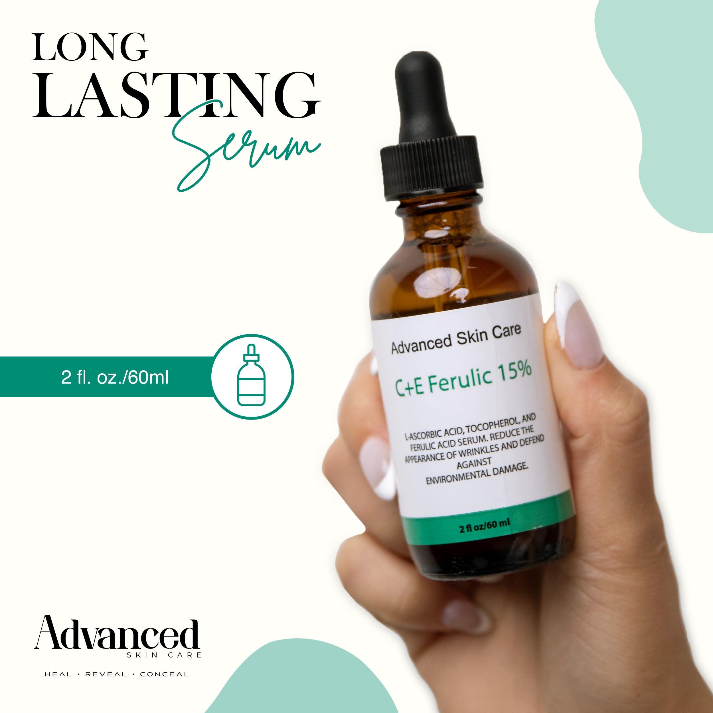 Advanced Skin Care Vitamin C Face Serum with Vitamin E and Ferulic Acid | CE Ferulic 15% with Hyaluronic Acid (Compare to Skin Ceut.) | 2oz, Anti Aging and Wrinkle Serum for Face