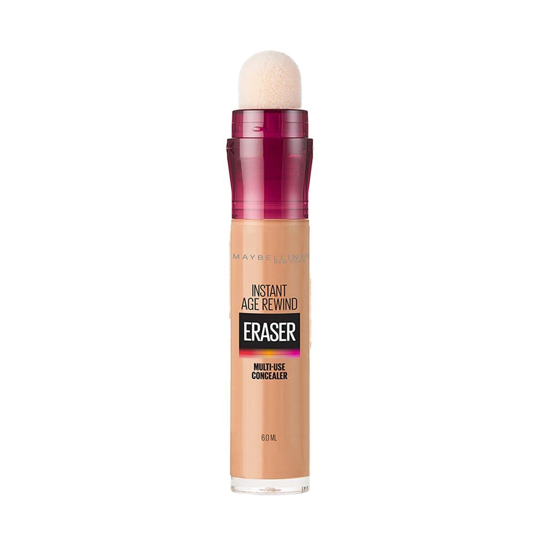 MAYBELLINE Maybelline Instant Age Rewind Eraser Dark Circles Treatment Multi-Use Concealer,130 & Fit Me Matte + Poreless Liquid Oil-Free Foundation Makeup, Natural Buff